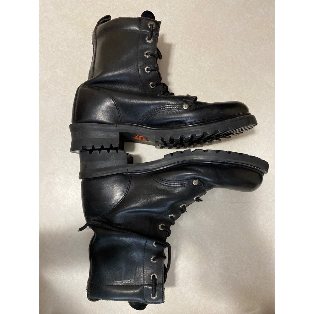 Harley Davidson Mens 13 Motorcycle Boots Black Leather Side Zip Lug Sole 91028 - Picture 6 of 15